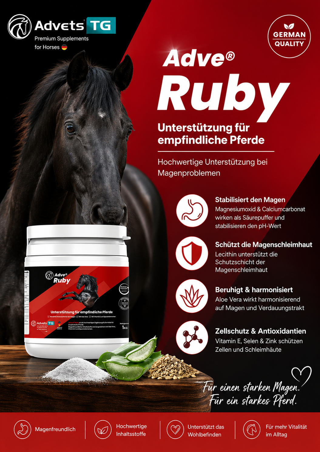 Adve® Ruby für Pferde | Unterstützung für Magen & Verdauung
